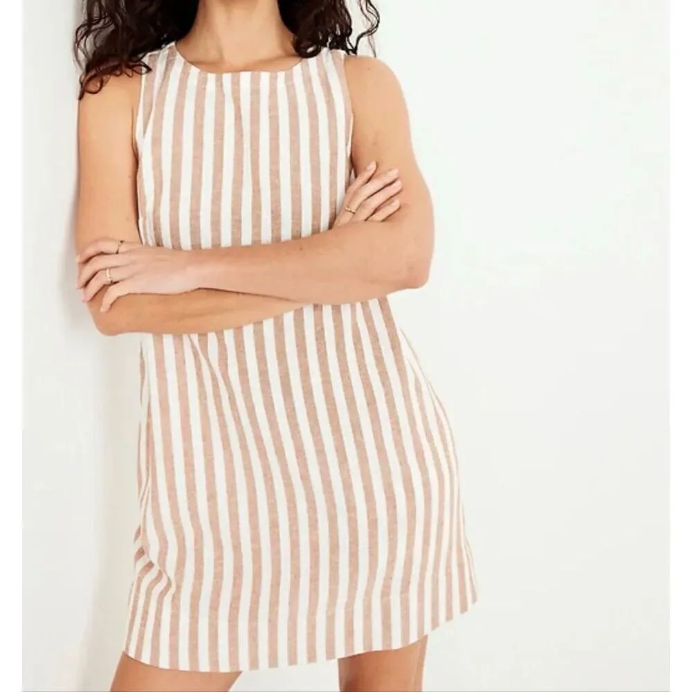 Old Navy Linen-Blend Mini Shift Dress in a striped pattern size XL NWT